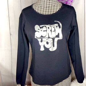Alexa Chung Black “Screw You” Tshirt
